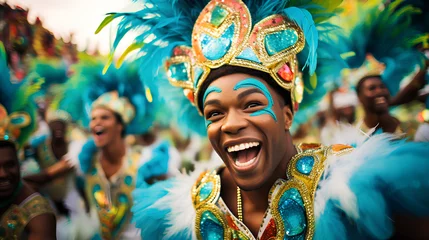 Fotobehang Carnaval person celebrating carnival, generative ai