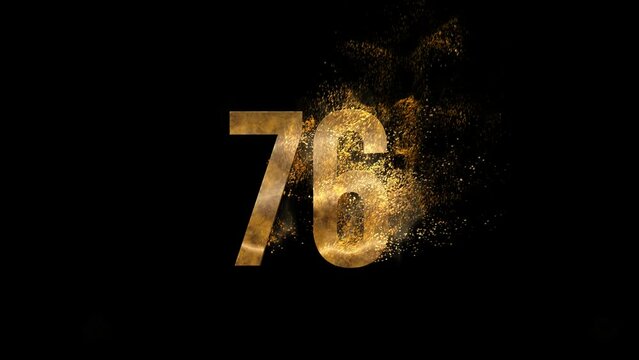 Golden number 76 from particles, numbering, seventy six, golden numbers, alpha channel