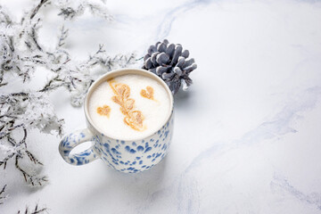 Obraz na płótnie Canvas Coffee in a light cup, close up