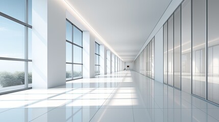Modern office corridor. Generative AI
