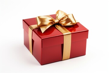 Obraz premium Gift Elegance: Neatly Packed Present on a White Background