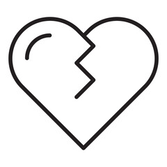 Broken heart line icon.