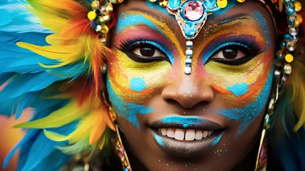 Papier Peint photo Lavable Carnaval person celebrating carnival, generative ai