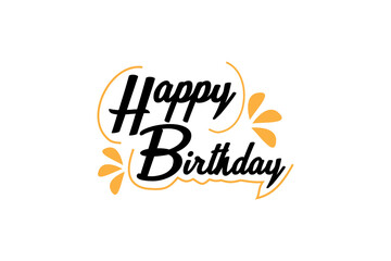 Happy Birthday lettering on white background