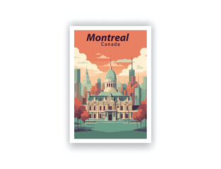 Montreal, Canada. Vintage Travel Posters. Vector illustration, art. Famous Tourist Destinations Posters Art Prints Wall Art and Print Set Abstract Travel for Hikers Campers Living Room Decor