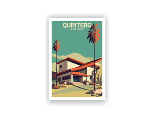 Quintero Golf Club. Vintage Travel Posters. Vector illustration, art. Famous Tourist Destinations Posters Art Prints Wall Art and Print Set Abstract Travel for Hikers Campers Living Room Decor