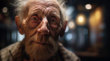 old homeless man poverty face wrinkled portrait hopeless and alone - obrazy, fototapety, plakaty
