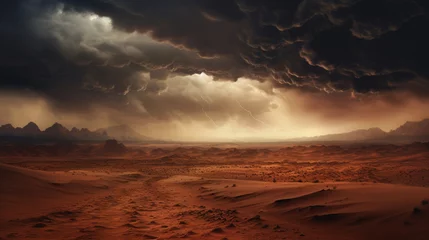 Poster Im Rahmen 砂漠の風景の背景の上の嵐の空GenerativeAI © enopi