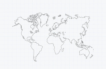 Fototapeta na wymiar World map line illustration