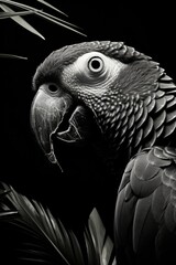 Obraz premium High resolution HD photo portrait of a parrot, black background, detailed, generative AI 