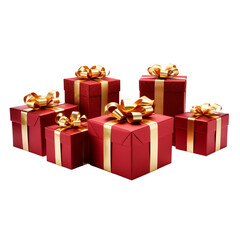 Red gift boxs with gold ribbon and a bow, luxury boxs