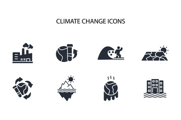 Climate change icon set.vector.Editable stroke.linear style sign for use web design,logo.Symbol illustration.