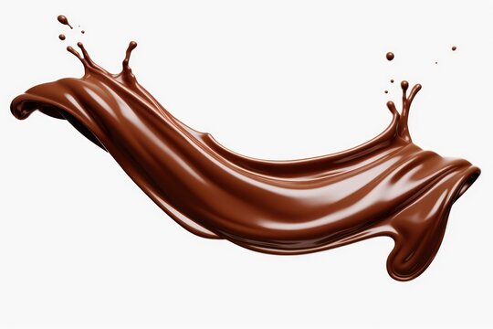 Flowing chocolate isolated on transparent or white background