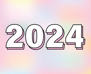 2024 Happy New Year Abstract Pink And White Graphic Design Vector Logo Symbol Illustration