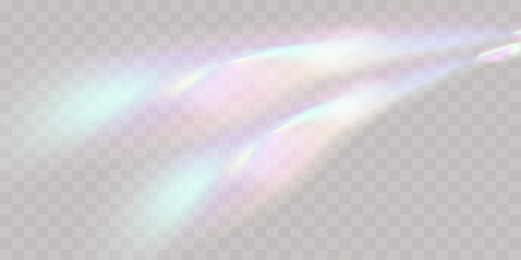 A set of colourful vector lens, crystal rainbow  light  and  flare transparent effects.Overlay for backgrounds.Triangular prism 