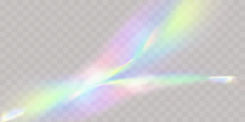 Fotobehang A set of colourful vector lens, crystal rainbow  light  and  flare transparent effects.Overlay for backgrounds.Triangular prism  © gala