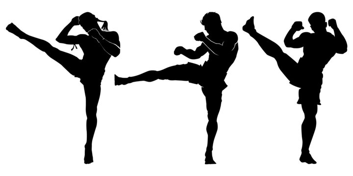 Thai boxing . Self-defense art on white background . martial arts body-vector.silhouette of a person