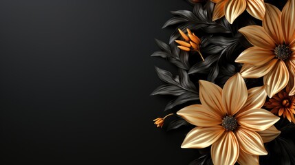 African daisy sympathy card on a black backdrop. Generative Ai. - obrazy, fototapety, plakaty
