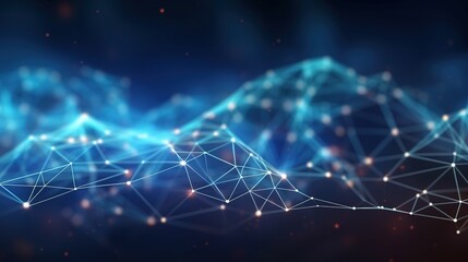Fototapeta premium Abstract glowing plexus or connecting dots and lines. Big data visualization. Digital data technology and science concept. Generative AI