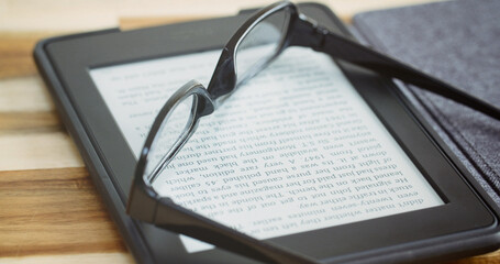 An ebook on a reader with an e-ink display