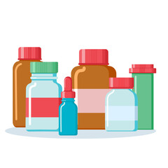 Set of medical jars. Flat style