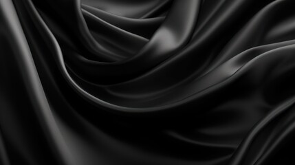 Fototapeta premium Black satin fabric, in the style of flowing surrealism, monochromatic depth, high quality photo, minimalistic sophistication,