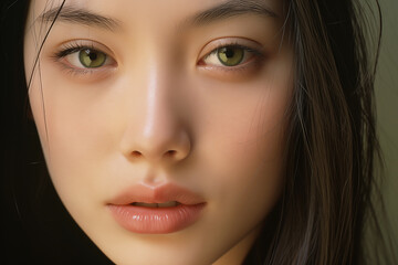 Obraz premium 見つめる女性のポートレート AI画像