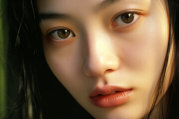 見つめる女性のポートレート　AI画像