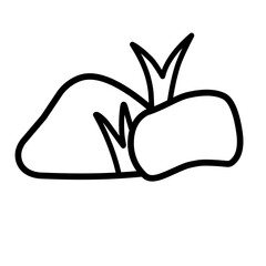 rock and grass sketch icon