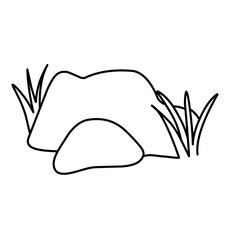 rock and grass sketch icon