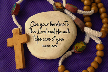 Quote from the Bible about burden in life. Christianity concept