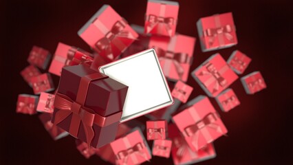 background with cubes gift box red 