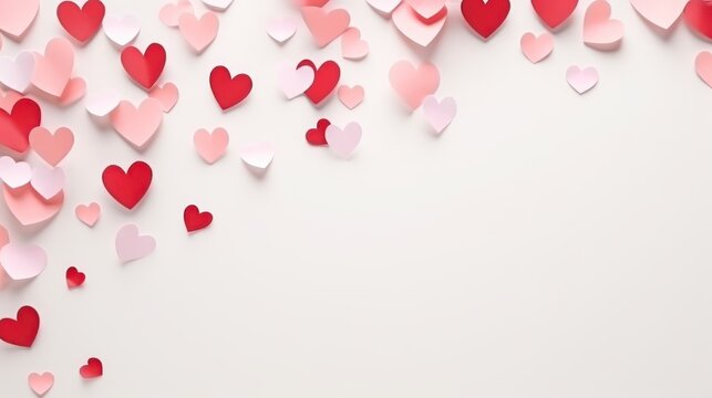 Coeurs de confettis en papier de saint valentin sur fond transparent