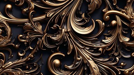 Seamless barocco scrollwork pattern venzel and whorl Royal vintage Victorian Gothic Rococo background