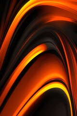 Orange and black waves abstract background, vertical composition