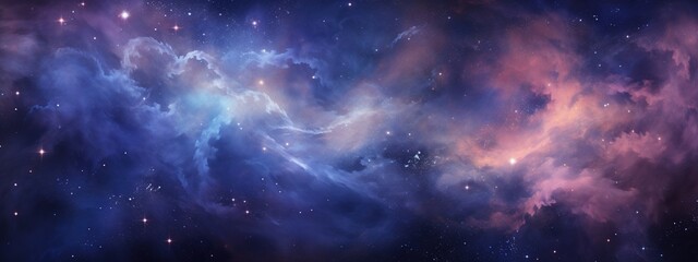 An abstract texture panorama background resembling swirling galaxies and cosmic clouds, designed as a mesmerizing wallpaper - obrazy, fototapety, plakaty
