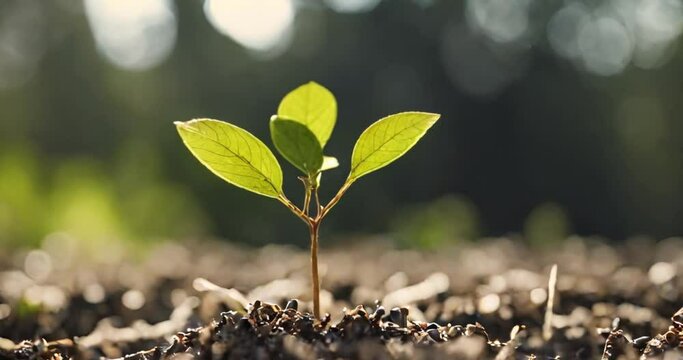 tree seedlings growing in the ground, protecting the environment, ecology concept, earth day
