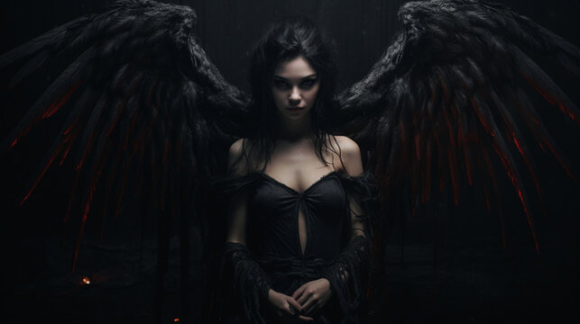 Craft a chilling YouTube banner featuring the ominous 'Dark Angel,' 'Spectral Face,' a shrouded figure without a visage, the legendary 'Dreadful One,' and a vampire girl with hauntingly red lips.