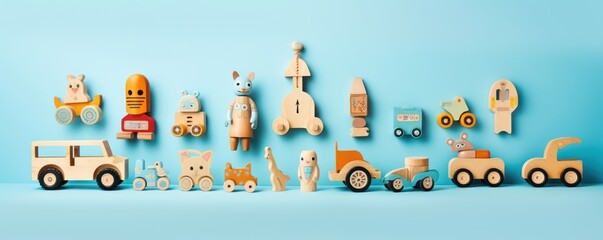 Kids toys collection. Educational Montessori eco-friendly wooden toys