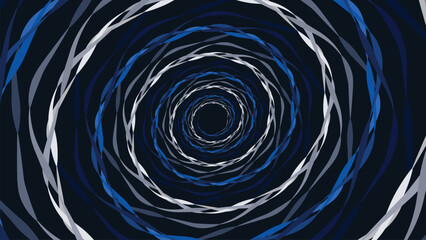 Abstarct spiral dotted line spinning vortex style background in dark blue color. This creative minimalist style background can be used as a banner or wallpaper. 