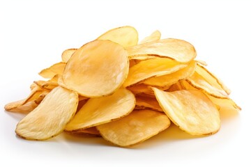 Natural potato chips isolated on transparent or white background