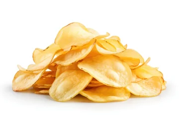 Fotobehang Natural potato chips isolated on transparent or white background © GalleryGlider