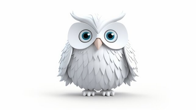 White cartoon owl character on white background.