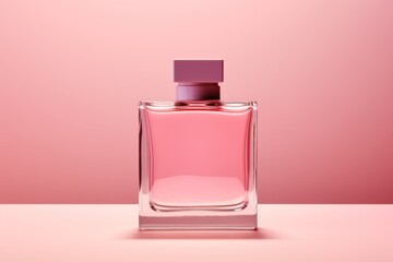 Pink blank perfume glass bottle mockup design. Cosmetic product image.  - obrazy, fototapety, plakaty