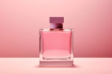 Fotobehang Pink blank perfume glass bottle mockup design. Cosmetic product image.  © GalleryGlider