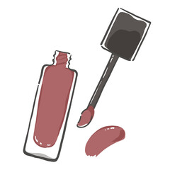 手書き風のリップグロスとブラシストローク