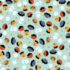 節分のシームレスなパターン、テキスタイル、壁紙、包装紙、行事、イベント、魔除け、和雑貨、デコレーション、節句、