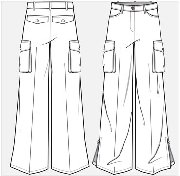 WIDE LEG SLOUCHY FIT BOTTOM WITH SIDE SLIT ZIPPER DETAIL PANTS TROUSER INSTRIPER PATTERN DESIGNED FOR WOMEN AND TEENS WEAR IN EDITABLE FILE