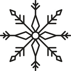 Snowflake icon. Snow in the winter. Simple flat black illustration