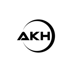 Deurstickers AKH letter logo design with white background in illustrator, cube logo, vector logo, modern alphabet font overlap style. calligraphy designs for logo, Poster, Invitation, etc. © Mamunur